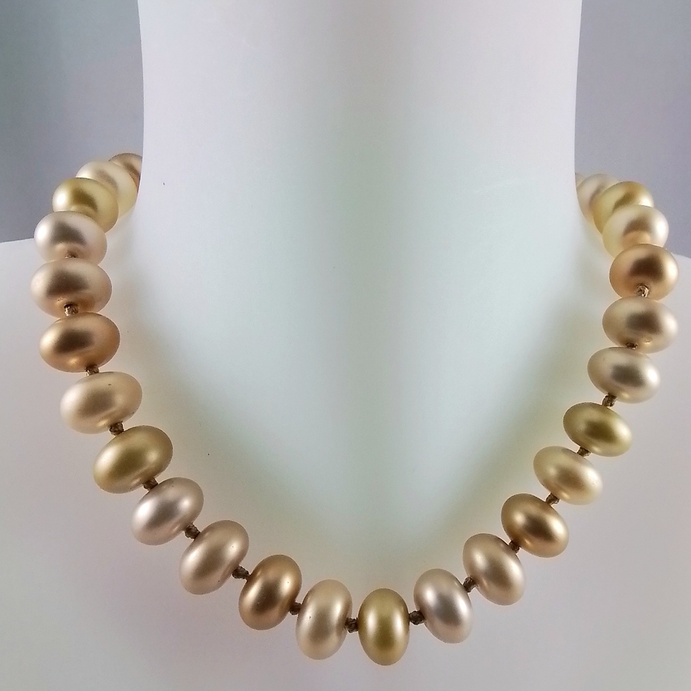 Vintage Carolee Faux Pearl Gold and Cream Beaded Necklace, Signed